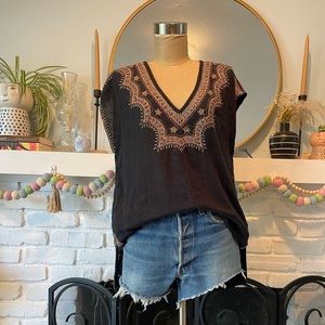 Free People embroidered tunic size xs